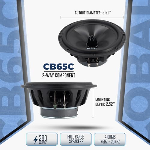 ORION Cobalt Series CB65C 2-Way Car Audio Component System - 6.5” Speakers, Full Range, Enhanced Bass, 280W, 4 Ohms, Easy Installation, 1” Silk Dome Tweeter, External Passive Crossover (Pair) - Thumbnail 4