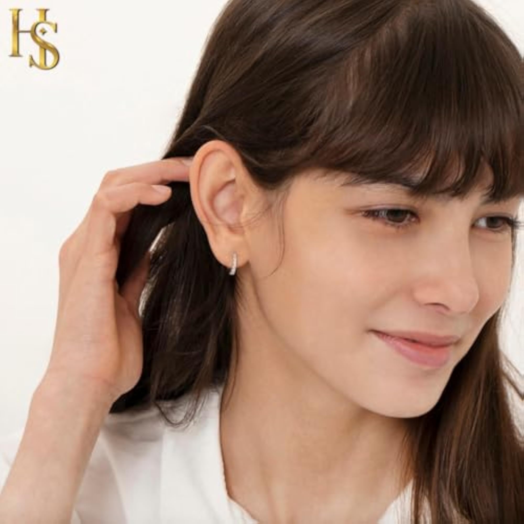 Women's 925 Sterling Silver Studded Hoop Styled Earrings