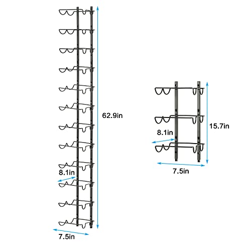 JKsmart Wine Rack Wall Mounted for 48 Bottles, Metal Adjustable Wall Wine Rack, Freely Spliceable Hanging Wine Holder for Kitchen Pantry Bar Wine Cellar,Black - Thumbnail 7