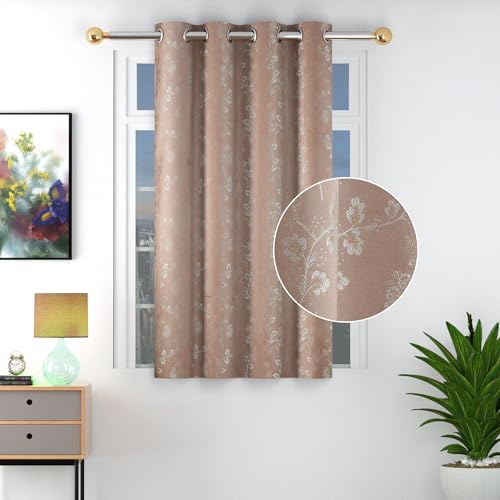 Image of FRESH FROM LOOM Heavy Jari Jacquard Premium Luxury Light Blocking 80% Room Darkening Curtain 5 Feet Window | Floral Print | Eyelet Top | Anti-Fade & Shrink Parda (5feet, Onion, 1pc only),Beige