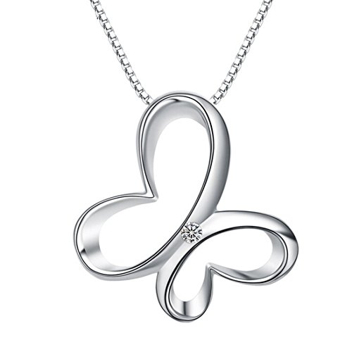 Sasavie-Collana Donna-Farfalla Ciondolo-Argento 925 Sterling-Zirconia Cubica-Regalo Ragazze