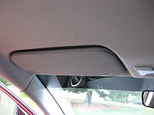 RedlineGoods Sun Visor Covers Compatible with Mazda 3 2004-09. Tailor Made - not Universal. Genuine top-Grade Italian Black Suede (Alcantara) with Blue Thread