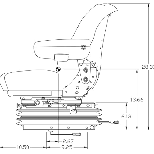 K&M Uni Pro KM 1003 Deluxe Seat and Suspension with 12 Volt Compressor - Fabric, Gray, Model Number 7915 - Thumbnail 4