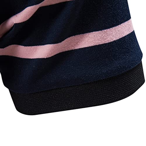 T Shirt For Men Mens Spring Summer Loose Plus Size Button Collar Shirt Striped Print Top Lapel Kimono Work (Pink, Xl) #TOP4