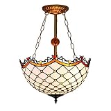 lamparas de techo estilo tiffany Cuerpo de metal: la luz de techo de metal hecha de placa de techo de hierro y cadena de hierro está hecha a través de múltiples procesos, anticolor, antioxidante y fuerte protección, estilo retro resistente e industrial.