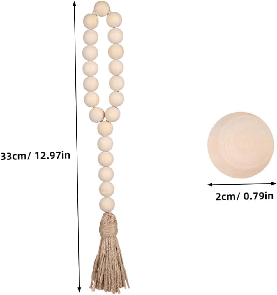 6pcs Wooden Bead Tassel Decoration Decorations Decorative Wedding Wall Outdoor Hanging Tassels Number Fringe Natural Tiered Banner Beads Key and Christmas Decor Rope