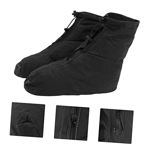 Par de fundas impermeables para calzado al aire libre, con cierre cremallera y antideslizantes, para ciclismo, senderismo y pesca, diseño reutilizable y duradero para días ventosos y nevados, color negro miniatura 5