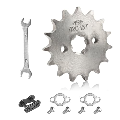 420 Chain Sprocket 15T Front Sprocket 15mm Compatible with 50cc 70cc 90cc 110cc 125cc 140cc15cc 160cc Lifan Loncin Dirt Bike, ATVs, Go Kart Sprocket