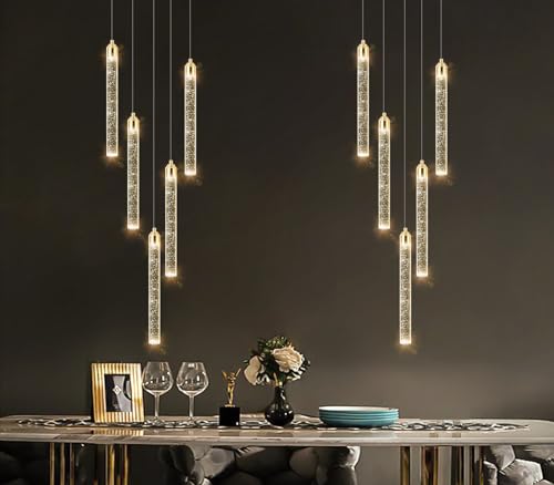 Image of Mini Chandelier Modern Pendant Lights LED Bubble Crystal Kitchen Island Light Fixtures Gold Mini Pendant Lighting for Kitchen Island Dining Room Bedroom Bar Dimmable Ceiling Hanging Lights 2700K 6000K