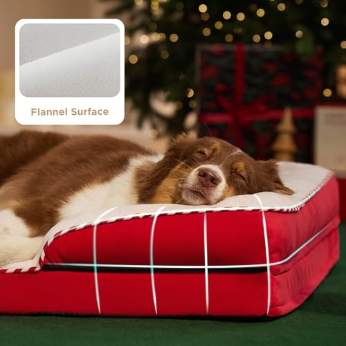 Bedsure Orthopedic Dog Bed for Large Dogs - Big Washable Dog Sofa Beds Large, Supportive Foam Pet Couch Bed with Removable Washable Cover, Waterproof Lining and Nonskid Bottom, Red