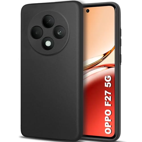 Image of TheGiftKart Sleek Back Cover Case for Oppo F27 5G | Slim Fit Protective Design | Ultra Matte Finish | Camera Protection Bump | Soft Silicon Back Cover Case for Oppo F27 5G (Silicone, Black)