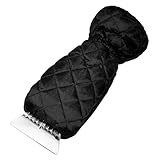 Hbxdeco Ice Scraper with Glove, Ice Scrapers for Car Windshield with Windproof & Waterproof Mitt, Warm and Cozy Car Snow Scraper Tools, Car Scraper Snow Brush Snow Removal Supplies (Black)