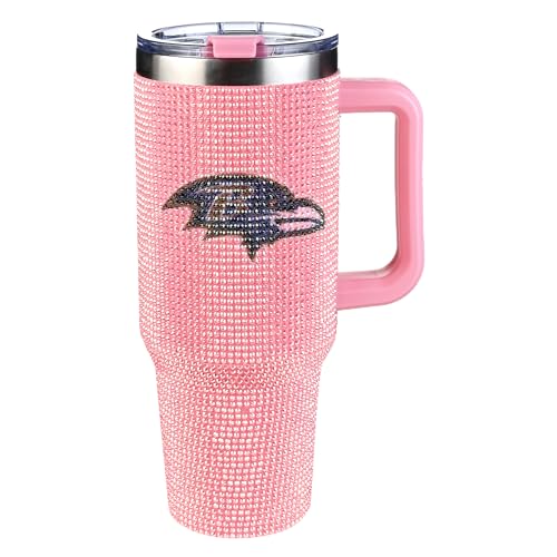 Image of The Memory Company Officially Licensed 40oz Pink Bling Game Day Tumbler, Baltimore Ravens