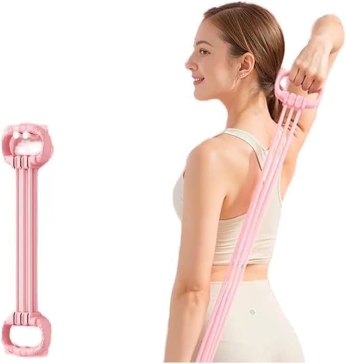 Image of RK Prime Figure-4 Pull Reducer Resistance Band | 4-Tube TPR Latex | Yoga, Stretching & Full Body Toning | Back, Arms, Abs, Legs | Physical Therapy Safe | Beginners & Women | for Gym Exerciser