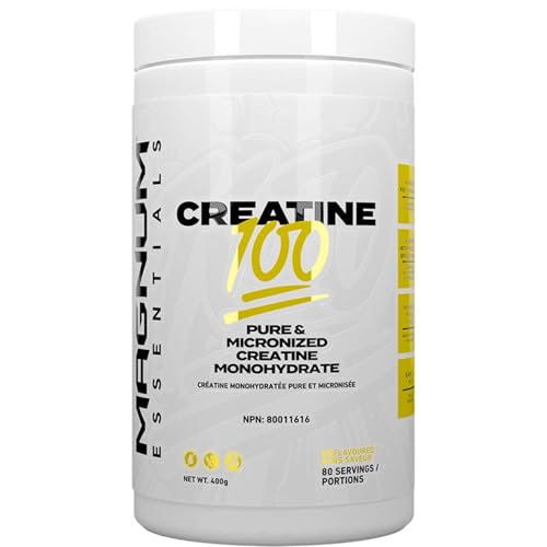 MAGNUM ESSENTIALS Creatine 100 | 5g Pure Micronized Creatine Monohydrate Powder | Improves Strength & Power, Increases Lean Muscle Mass, Boost Performance | Gluten Free, Vegan, Easy to Mix, Unflavoured (400G)