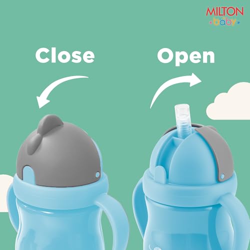 Image of Milton Baby Flexible Straw Sipper Bottle | 360 Drinking with No-Spill Weighted Straw | BPA-Free, Food-Grade Material |Microwave & Sterilizer Safe,Sipper water bottle for kids 12+ Month,270 ml,Sky Blue