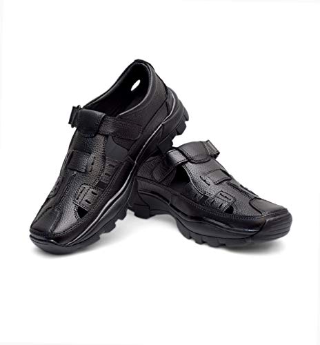 Image of Men's Leather Sandals - Comfortable, Stylish, and Lightweight Casual Footwear for Travel, Walking, and Outdoor Adventures
