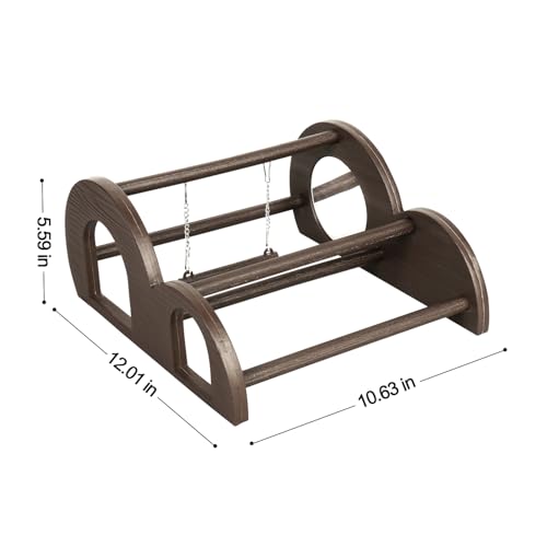 Image of Chicken Perch with Swing & Mirror, Waterproof PVC Roosting Stand for Hens Activity Gym for Chick Toys & Bantams, Durable Easy-Clean Brooder Coop