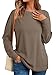 RUMIA Crewneck Fall Sweatshirts for Women Trendy- Women's Plain Long Sleeve Pullover Tops with Pockets Fashion Coffee