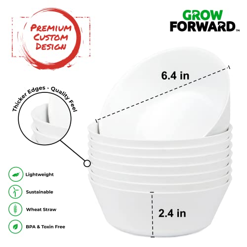 Grow Forward Premium Wheat Straw Bowls - 28 Oz Unbreakable Cereal Bowls Set Of 8 - Lightweight Microwave Safe Bowls For Kitchen - Reusable Alternative To Plastic Bowls For Camping, Rv - Polar #TOP2
