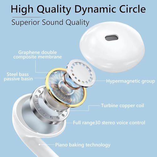 Image of Jxrev Wired Earphone with Microphone - Stereo in-Ear Headphones Compatible for iPhone 7 /8 /X /XS /XR /11 /12 /13 /14 Pro, iPad - Noise-Isolating, Stereo Sound, White