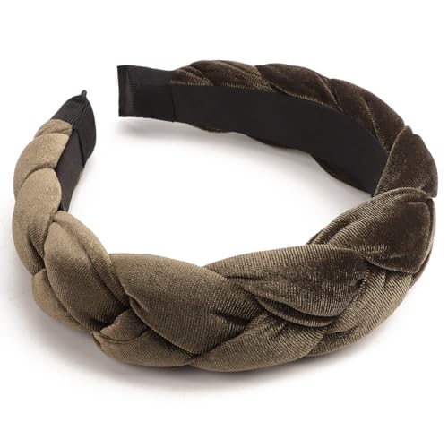 Image of DRESHOW Braided Headbands for Women Velvet Hair Hoop Elastic Criss Cross Hair Bands Accessories