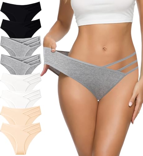 Image of Eiggam Women's Cotton Bikini Panties,High-Cut Full Coverage Stretch Cool Underwear for Women