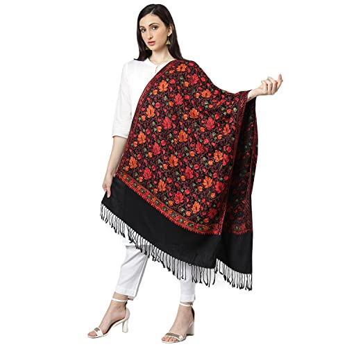Zamour Kashmiri Embroidery Indian Shawl Stole Scarf Wrap for Wedding Parties Bridesmaid Prom (Off White, 28 inch x 80 inch)2