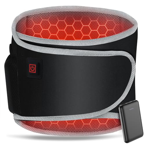 Arlierss Graphène Ceinture Chauffante Lombaire avec Batterie 5000mAh, Coussin Chauffant avec 3 Niveaux de Température, Ceinture Lombaire Chauffante avec...