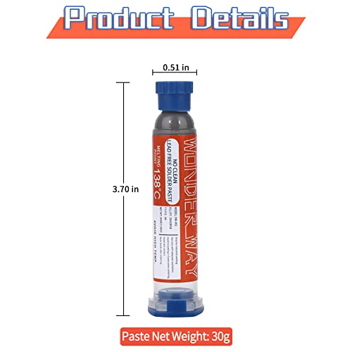Image of Wonderway Sn42 /Bi58 T4 Lead Free Solder Paste No Clean, 138℃ Melting Point (30gx4packs)