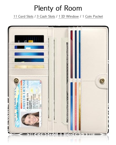 Image of Nipichsha Womens Wallet, RFID Slim Wallets for Women, Thin Ladies Credit Card Holder Purse, Cute Leather Bifold Clutch Billfold with 11 Card Slots & ID Window, Night Ocean