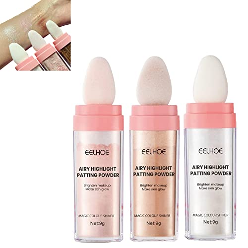 Highlighter Powder Stick | Highlight Patting Powder for Face Eyes Lips Hair Body Glow Makeup | Body Brighten Glitter Shimmer (3PCS) Cover