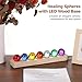 Tressify Led Lighted Crystal Orb Collection, 7 Colored Energy Balls with Symbols, 1.5 Inch Glass Spheres & Wooden Display Base, Room Decor and Focus Tool
