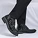 Men's Printed Leather Lace-up Oxford Boots with Side Zipper Casual High Top Chukka Boots Fashion Business Work Dress Ankle Boots (Black,8.5)