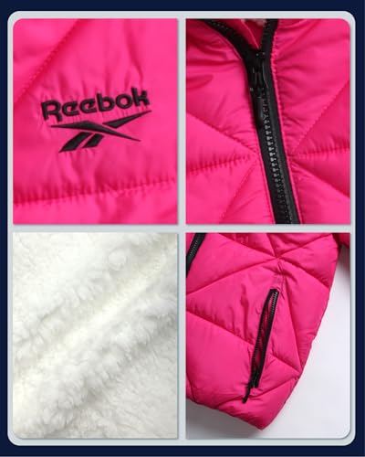 Image of Reebok Girls Heavyweight Quilted Cropped Puffer Parka with Sherpa Lining