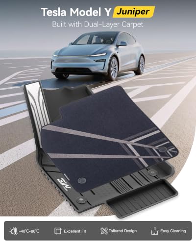 Image of 3W Tesla Model Y 2025 2026 Juniper 5 Seat 10PCS Floor Mats with Metal Pedal
