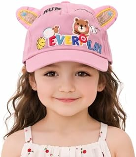Yanwenx Kids Cartoon Bear Design Cap for Boys & Girls (2-5 Years) | Cotton Adjustable Summer Hat with Ears | Lightweight S... Price In India