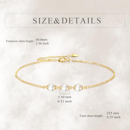 KECHO 14K Gold Freshwater Pearl Bracelet 14K Solid Gold Pearl Jewelry Anniversary Birthday Gifts for Women4