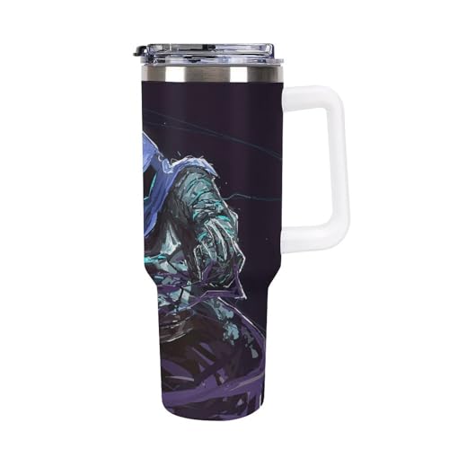 タンブラー ヴァロラント VALORANT オーメン 水筒 40OZ 真空断熱 保温保冷 ステンレスマグボトル 結露しない ストロー付き/直飲み可能 洗いやすい ハンドル付き 車内用 アウトドア キャンプ 大容量