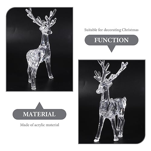 ifundom 2pcs Christmas Deer Figurine Acrylic Reindeer Figurines Standing Elk Statue Animal Ornaments for Christmas Home Office Desktop Decor - Image 3