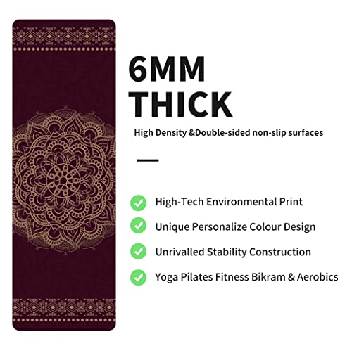 Nuveti Yoga Mat Eco Friendly Tpe Non Slip Fitness Exercise Mat With Carrying Bag,72"X24" Extra Thick 6Mm Exercise & Workout Mat For Yoga, Pilates Fitness And Floor Exercises #TOP3