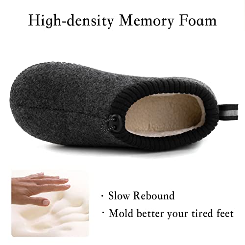 Ultraideas Women's Men's Closed Back Slippers With Drawstring Collar, Unisex House Shoes For Indoor And Outdoor Use(Space Black, Size 10 Men, Size 12 Women) #TOP1