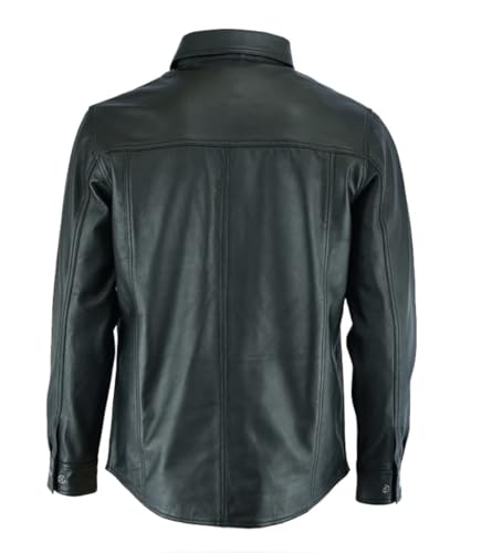 Men's Premium Ultra-Soft Sheepskin Leather Shirt Jacket – Lightweight,2