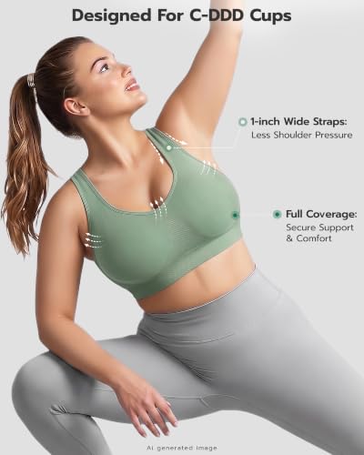 Image of FITTIN Adjustable Sports Bra for Large-Bust: Adjust Support for Workout | No More Settling Dial in Your Perfect Fit Full Coverage No Spillage for Gym & Yoga - for C-DDD Cup Plus Size Large Bust Women