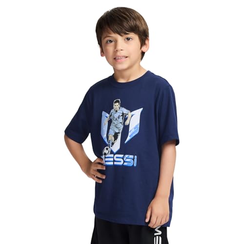 Image of Messi Boys' Lifestyle Short Sleeve T-Shirt, Slim-fit Graphic Tee, Cotton Blend Fabric