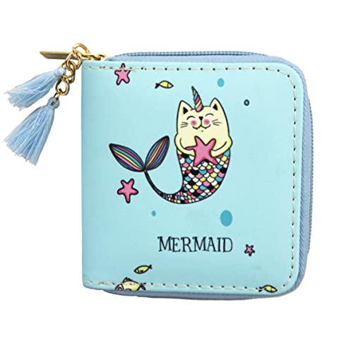 timlee Cute Unicorn Mermaid Wallet Cute Rainbow Unicorn Design Short Wallets Mermaid Purse For Teen Girls Women(0116B)