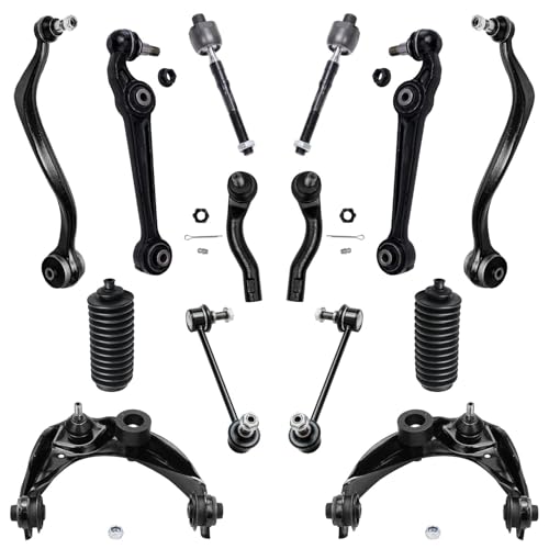 Image of Detroit Axle - Front 14pc Control Arms Kit for 2006-2007 Ford Fusion Lincoln MKZ Zephyr Mercury Milan, 6 Control Arms w /Ball Joints 4 Tie Rods 2 Sway Bars 2 Boots Replacement