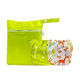 StieLu Wiederverwendbare Schwimmwindel 2er Set mit Nasstasche mitwachsend / verstellbar (0-3 Jahre) / Schwimmwindel Baby Badehose Junge Badeanzug Mädchen Grün