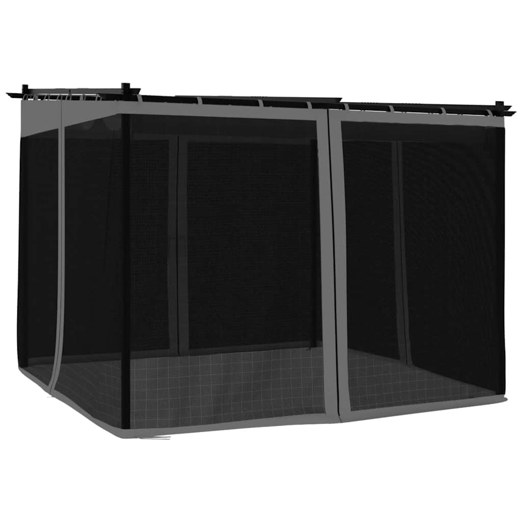 Pawilon ze ścianami z siatki, antracyt, stal 3 x 3 m | Wysuwany dach z poliestru, 4 ściany boczne z zamkiem błyskawicznym, rama aluminiowa i stalowa, 296 x 296 x 230 cm