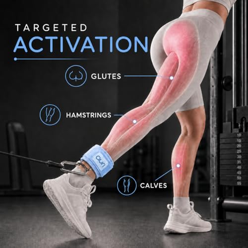 Auri Fit Padded Ankle Strap with Stainless Steel D-Ring - Plush, Luxury, Aesthetic Neoprene for Comfort and Support for Glute, Leg, & Booty Workouts - Cable Exercise Machines, Kickback, Leg Extension, Hip Abductor (Skye - Single) - image 5